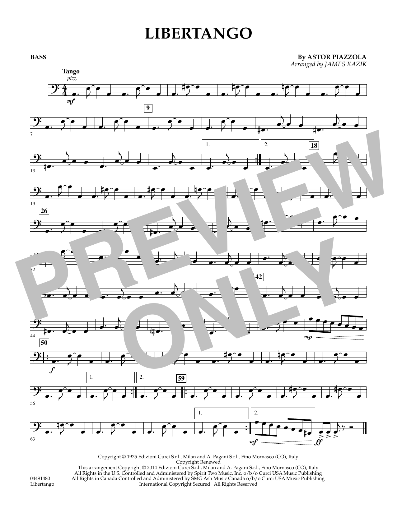 Learn to play James Kazik Libertango - Bass sheet music for Orchestra in minutes. James Kazik Libertango - Bass sheet music preview music notes and score for Orchestra including 1 page(s)