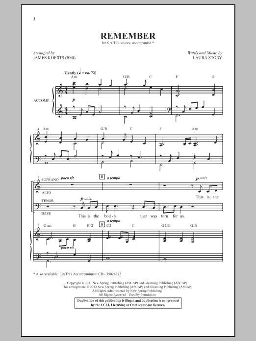 Learn to play James Koerts Remember sheet music for SATB in minutes. James Koerts Remember sheet music notes and chords