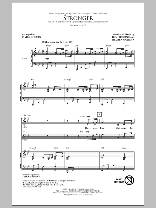 Learn to play James Koerts Stronger sheet music for SATB in minutes. James Koerts Stronger sheet music notes and chords