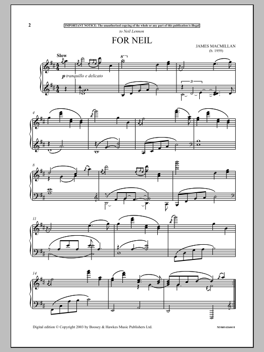 Learn to play James MacMillan For Neil sheet music for Piano in minutes. James MacMillan For Neil sheet music notes and chords