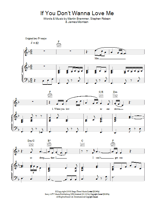 Learn to play James Morrison If You Don't Wanna Love Me sheet music for Piano, Vocal & Guitar in minutes. James Morrison If You Don't Wanna Love Me sheet music preview music notes and score for Piano, Vocal & Guitar including 5 page(s)