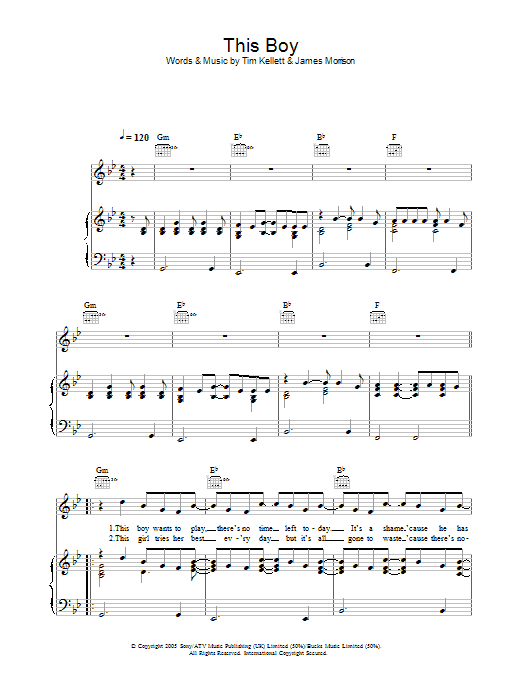 James Morrison This Boy sheet music preview music notes and score for Lyrics & Chords including 3 page(s)