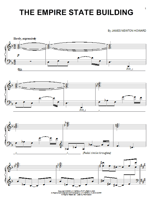 Learn to play James Newton Howard The Empire State Building (from King Kong) sheet music for Piano in minutes. James Newton Howard The Empire State Building (from King Kong) sheet music preview music notes and score for Piano including 3 page(s)