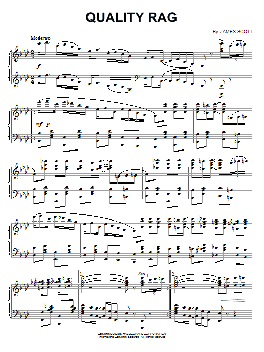 Learn to play James Scott Quality Rag sheet music for Piano in minutes. James Scott Quality Rag sheet music preview music notes and score for Piano including 4 page(s)
