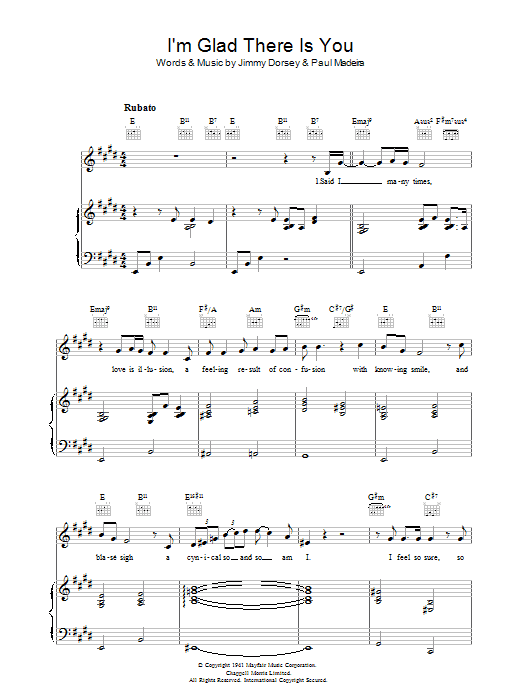 Jamie Cullum I'm Glad There Is You (In This World Of Ordinary People) sheet music, chords, lyrics - Printable PDF for Piano, Vocal & Guitar