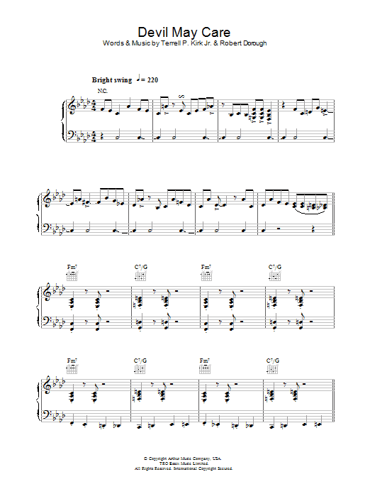 Learn to play Jamie Cullum Devil May Care sheet music for Piano, Vocal & Guitar (Right-Hand Melody) in minutes. Jamie Cullum Devil May Care sheet music preview music notes and score for Piano, Vocal & Guitar (Right-Hand Melody) including 11 page(s)