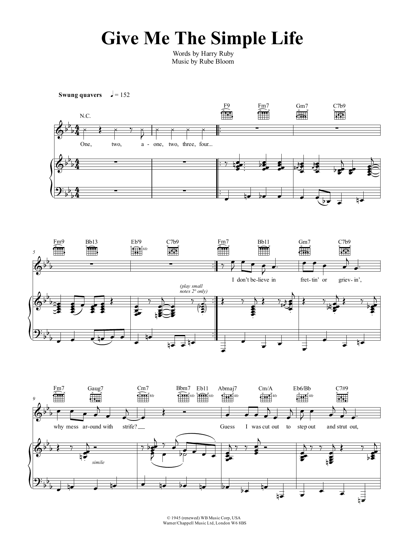 Learn to play Jamie Cullum Give Me The Simple Life sheet music for Piano, Vocal & Guitar (Right-Hand Melody) in minutes. Jamie Cullum Give Me The Simple Life sheet music preview music notes and score for Piano, Vocal & Guitar (Right-Hand Melody) including 4 page(s)