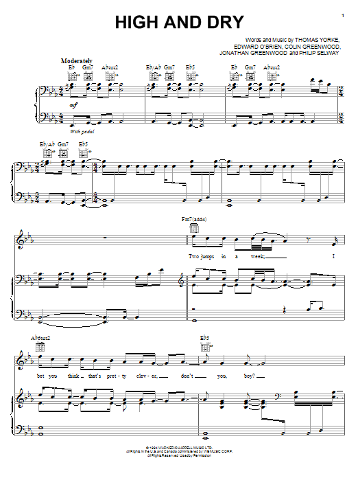 Learn to play Jamie Cullum High And Dry sheet music for Piano, Vocal & Guitar (Right-Hand Melody) in minutes. Jamie Cullum High And Dry sheet music preview music notes and score for Piano, Vocal & Guitar (Right-Hand Melody) including 9 page(s)