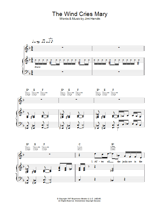 Learn to play Jamie Cullum The Wind Cries Mary sheet music for Piano, Vocal & Guitar in minutes. Jamie Cullum The Wind Cries Mary sheet music preview music notes and score for Piano, Vocal & Guitar including 8 page(s)
