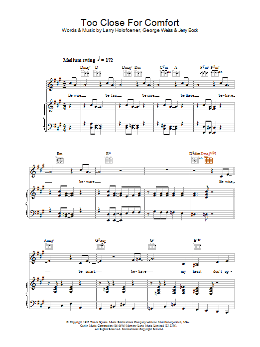 Learn to play Jamie Cullum Too Close For Comfort sheet music for Piano, Vocal & Guitar in minutes. Jamie Cullum Too Close For Comfort sheet music preview music notes and score for Piano, Vocal & Guitar including 9 page(s)