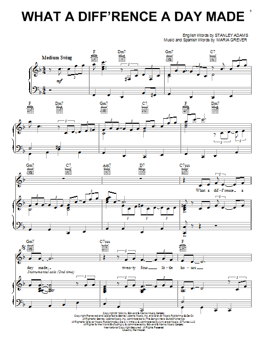 Learn to play Jamie Cullum What A Diff'rence A Day Made sheet music for Piano, Vocal & Guitar (Right-Hand Melody) in minutes. Jamie Cullum What A Diff'rence A Day Made sheet music notes and chords
