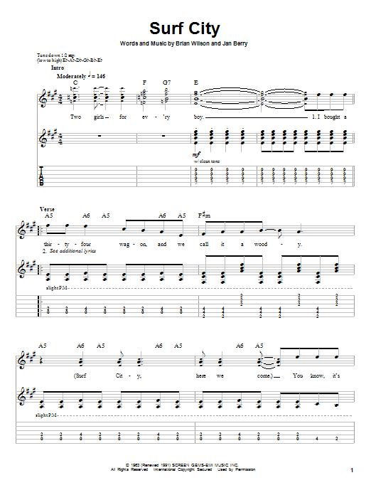Learn to play Jan & Dean Surf City sheet music for Guitar Tab in minutes. Jan & Dean Surf City sheet music preview music notes and score for Guitar Tab including 6 page(s)