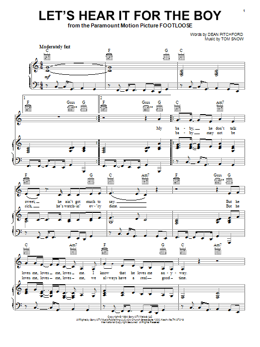 Learn to play Jana Kramer Let's Hear It For The Boy sheet music for Piano, Vocal & Guitar (Right-Hand Melody) in minutes. Jana Kramer Let's Hear It For The Boy sheet music preview music notes and score for Piano, Vocal & Guitar (Right-Hand Melody) including 5 page(s)