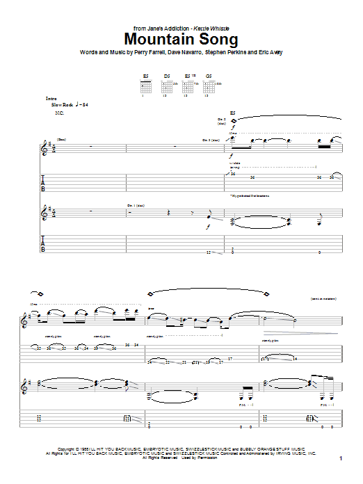Learn to play Jane's Addiction Mountain Song sheet music for Guitar Tab in minutes. Jane's Addiction Mountain Song sheet music preview music notes and score for Guitar Tab including 5 page(s)