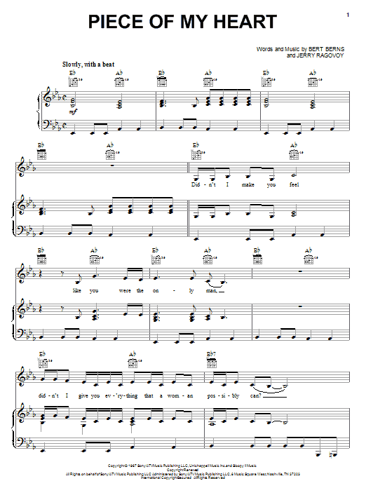 Learn to play Janis Joplin Piece Of My Heart sheet music for Piano, Vocal & Guitar (Right-Hand Melody) in minutes. Janis Joplin Piece Of My Heart sheet music notes and chords