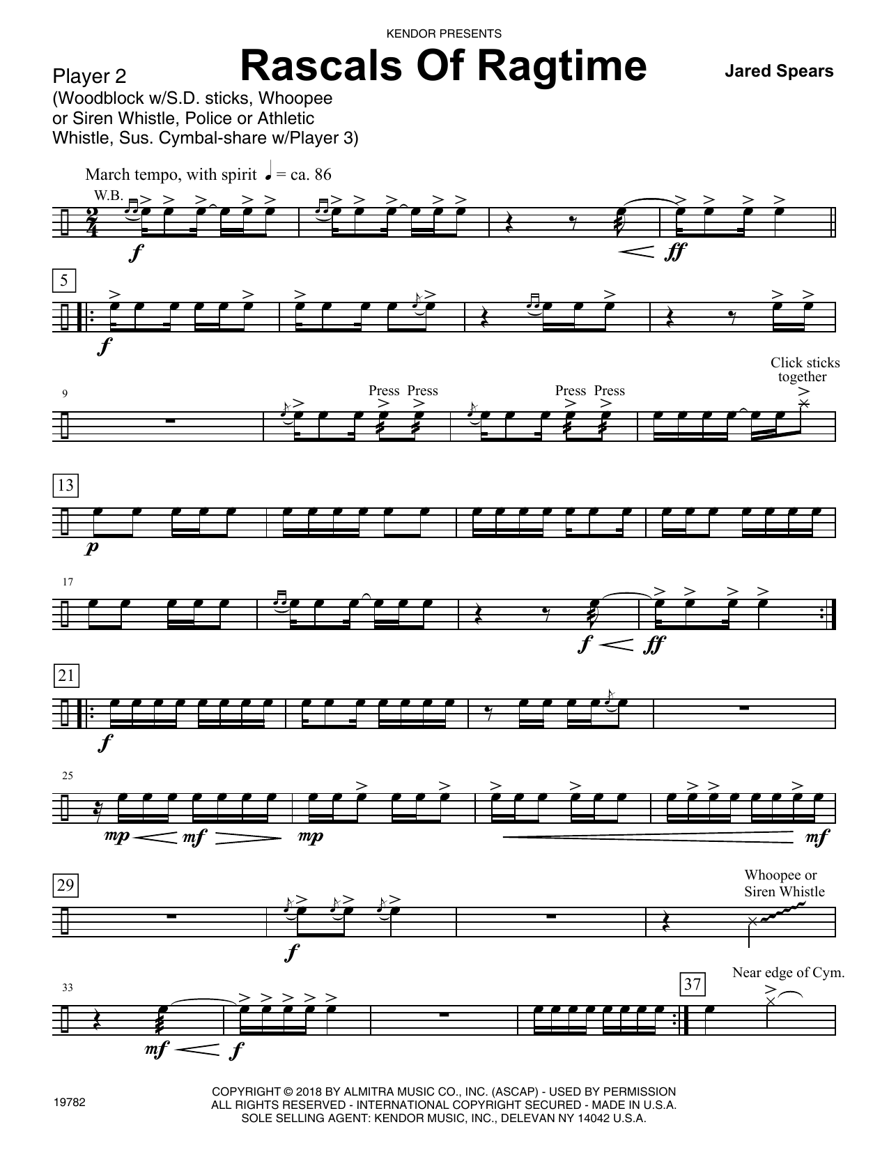 Learn to play Jared Spears Rascals Of Ragtime - Percussion 2 sheet music for Percussion Ensemble in minutes. Jared Spears Rascals Of Ragtime - Percussion 2 sheet music preview music notes and score for Percussion Ensemble including 3 page(s)