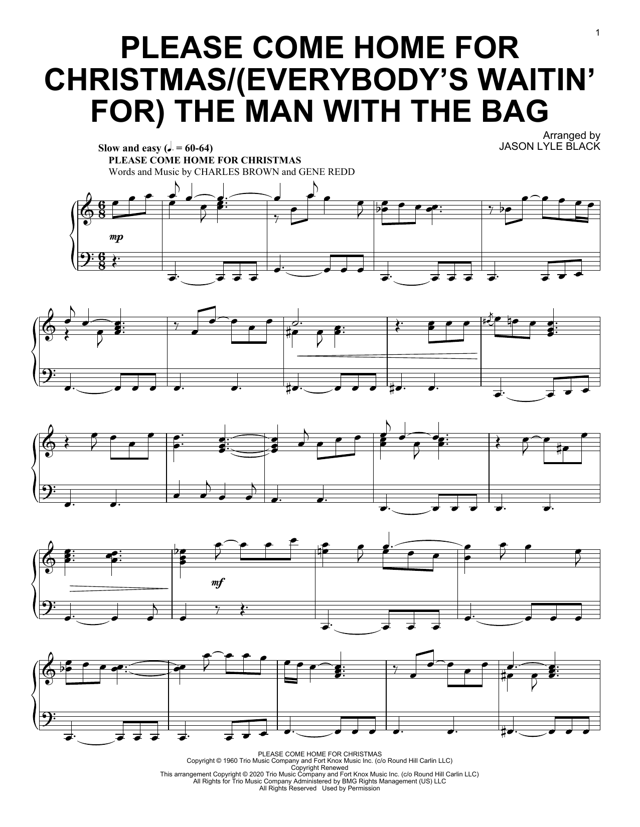 Jason Lyle Black Please Come Home For Christmas/(Everybody's Waitin' For) The Man With The Bag sheet music, chords, lyrics - Printable PDF for Piano Solo