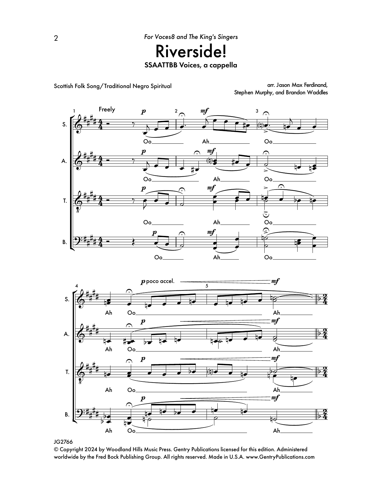 Jason Max Ferdinand, Stephen Murphy, and Brandon Waddles Riverside sheet music, chords, lyrics - Printable PDF for Choir