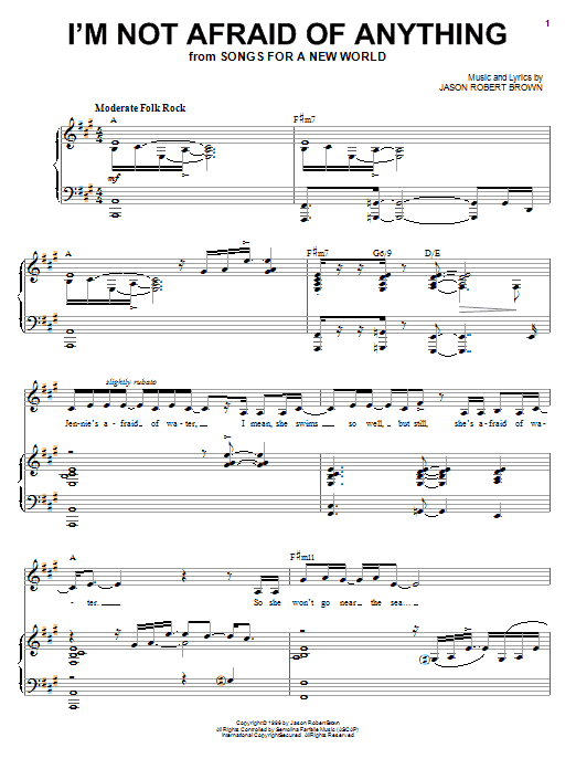 Jason Robert Brown I'm Not Afraid Of Anything sheet music, chords, lyrics - Printable PDF for Piano, Vocal & Guitar (Right-Hand Melody)