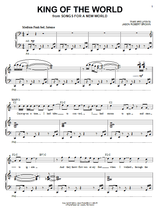 Jason Robert Brown King Of The World sheet music, chords, lyrics - Printable PDF for Piano, Vocal & Guitar (Right-Hand Melody)