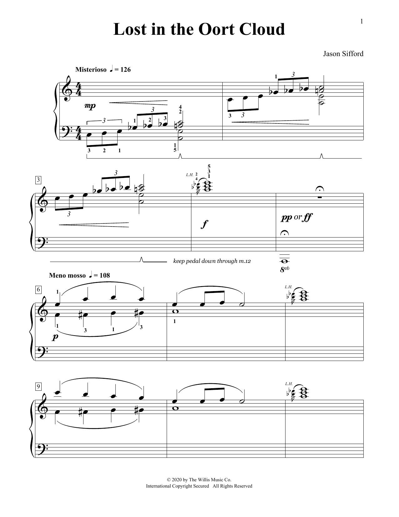 Jason Sifford Lost In The Oort Cloud sheet music, chords, lyrics - Printable PDF for Educational Piano