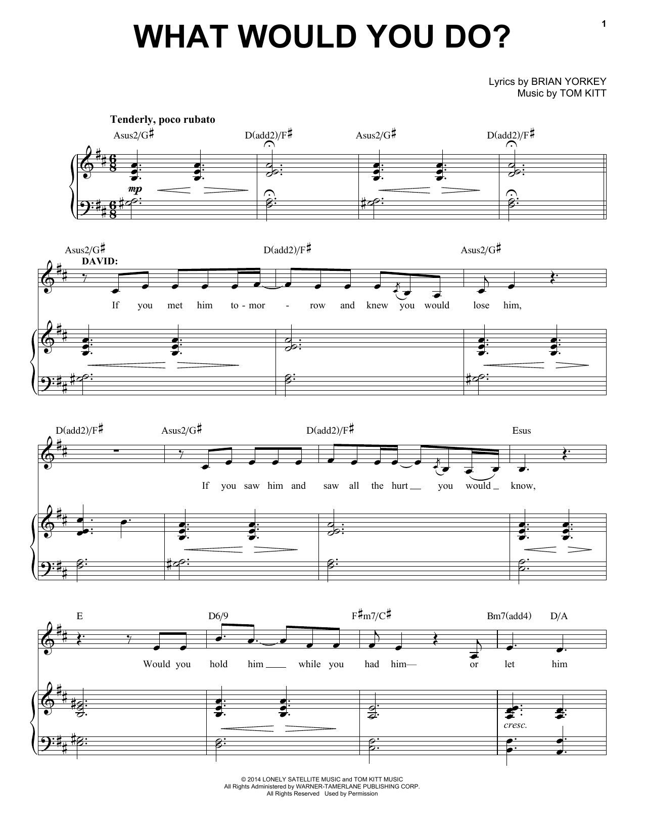 Tom Kitt What Would You Do? (from If/Then) sheet music, chords, lyrics - Printable PDF for Piano & Vocal