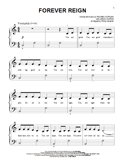 Learn to play Jason Ingram Forever Reign sheet music for Piano (Big Notes) in minutes. Jason Ingram Forever Reign sheet music preview music notes and score for Piano (Big Notes) including 4 page(s)