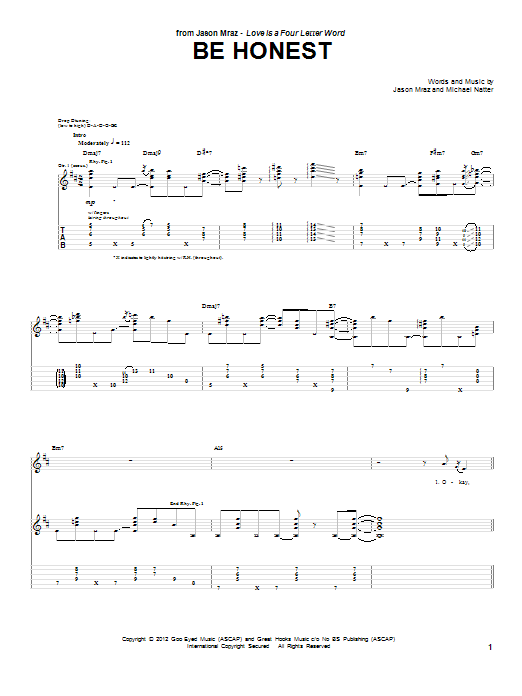 Learn to play Jason Mraz Be Honest sheet music for Guitar Tab in minutes. Jason Mraz Be Honest sheet music preview music notes and score for Guitar Tab including 6 page(s)
