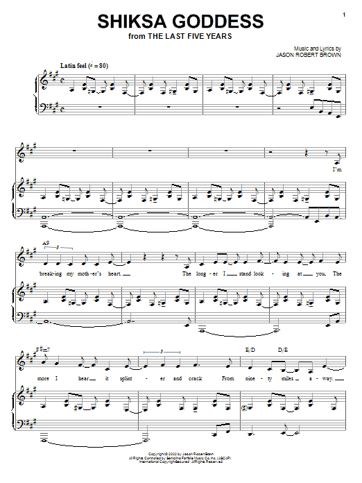 Learn to play Jason Robert Brown Shiksa Goddess sheet music for Piano, Vocal & Guitar (Right-Hand Melody) in minutes. Jason Robert Brown Shiksa Goddess sheet music preview music notes and score for Piano, Vocal & Guitar (Right-Hand Melody) including 11 page(s)