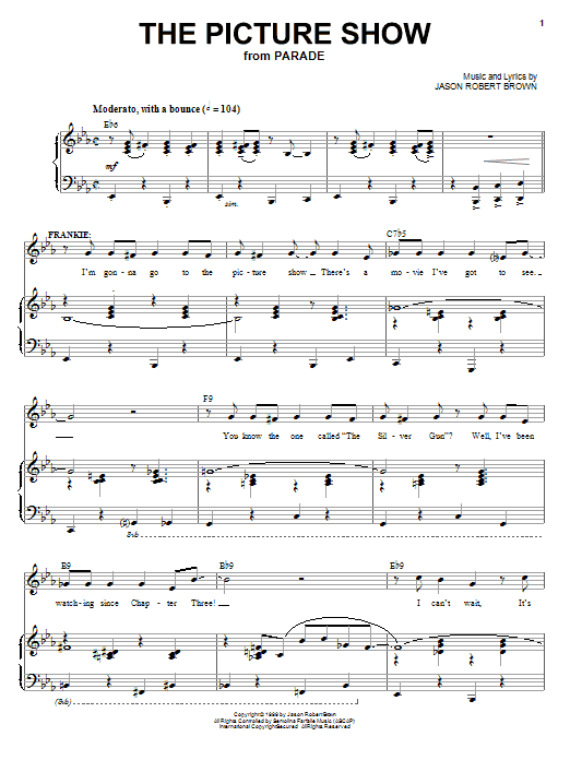 Learn to play Jason Robert Brown The Picture Show sheet music for Piano, Vocal & Guitar (Right-Hand Melody) in minutes. Jason Robert Brown The Picture Show sheet music preview music notes and score for Piano, Vocal & Guitar (Right-Hand Melody) including 6 page(s)