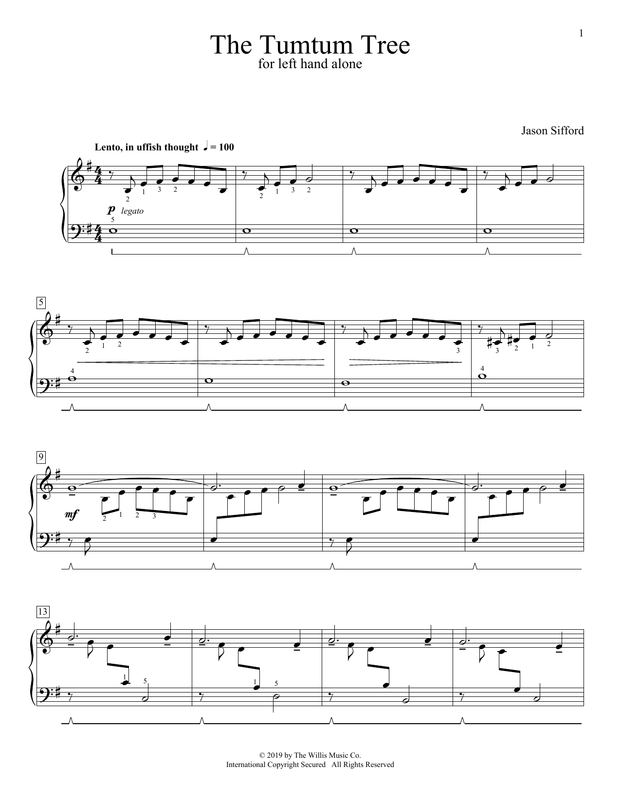 Jason Sifford The Tumtum Tree sheet music preview music notes and score for Educational Piano including 2 page(s)