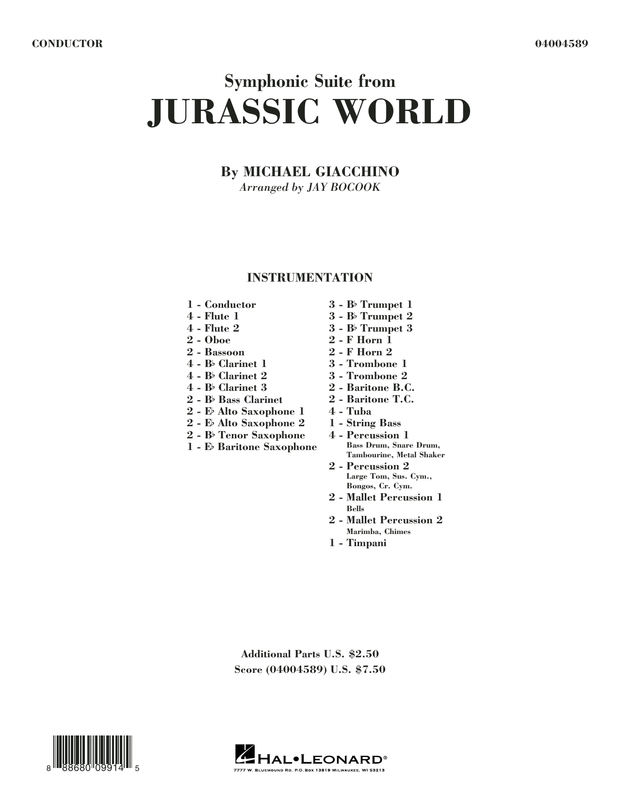Learn to play Jay Bocook Jurassic World (Symphonic Suite) - Conductor Score (Full Score) sheet music for Concert Band in minutes. Jay Bocook Jurassic World (Symphonic Suite) - Conductor Score (Full Score) sheet music preview music notes and score for Concert Band including 32 page(s)