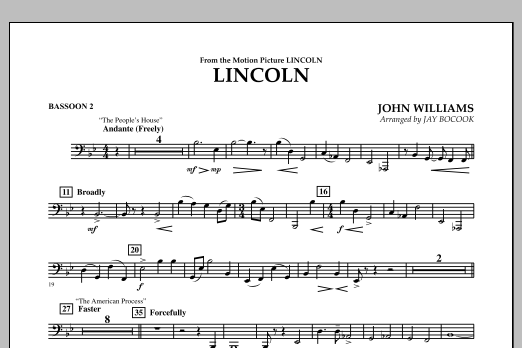 Learn to play Jay Bocook Lincoln - Bassoon 2 sheet music for Concert Band in minutes. Jay Bocook Lincoln - Bassoon 2 sheet music notes and chords