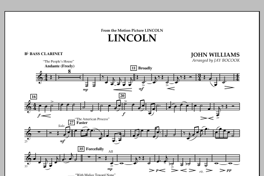 Learn to play Jay Bocook Lincoln - Bb Bass Clarinet sheet music for Concert Band in minutes. Jay Bocook Lincoln - Bb Bass Clarinet sheet music notes and chords