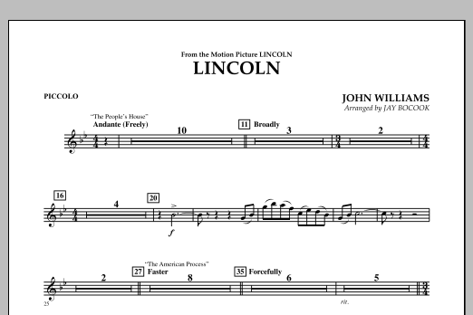 Learn to play Jay Bocook Lincoln - Piccolo sheet music for Concert Band in minutes. Jay Bocook Lincoln - Piccolo sheet music notes and chords