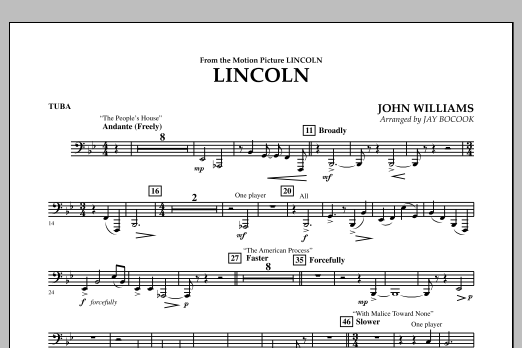 Learn to play Jay Bocook Lincoln - Tuba sheet music for Concert Band in minutes. Jay Bocook Lincoln - Tuba sheet music notes and chords