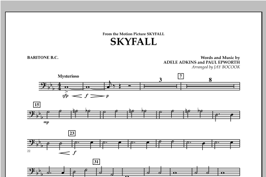 Jay Bocook Skyfall - Baritone B.C. sheet music preview music notes and score for Concert Band including 1 page(s)
