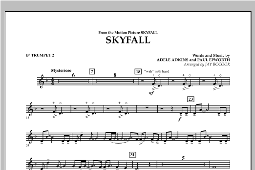 Jay Bocook Skyfall - Bb Trumpet 2 sheet music preview music notes and score for Concert Band including 1 page(s)