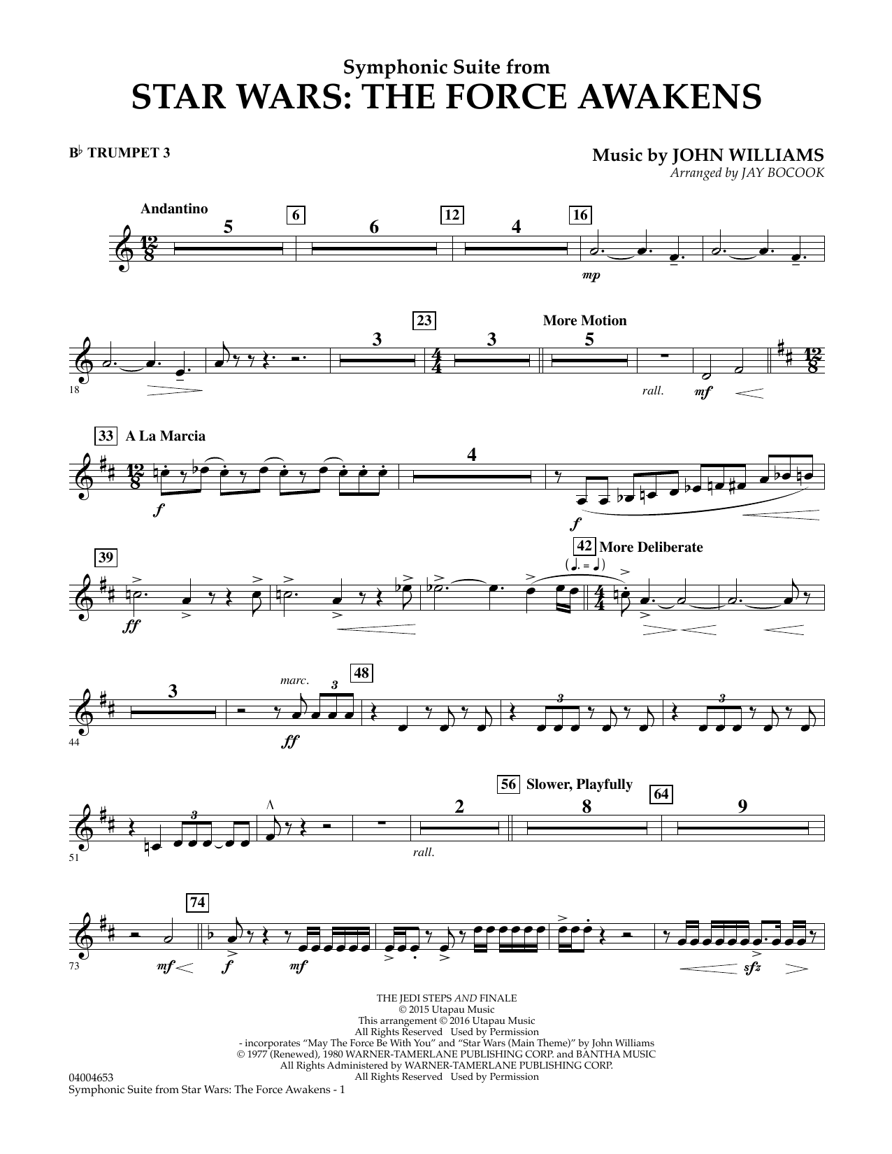 Jay Bocook Symphonic Suite From Star Wars The Force Awakens Bb Trumpet 3 Sheet Music Download Pdf Score 348174