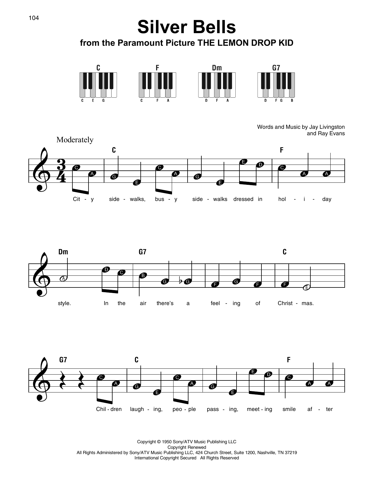 Learn to play Jay Livingston Silver Bells sheet music for Piano (Big Notes) in minutes. Jay Livingston Silver Bells sheet music preview music notes and score for Piano (Big Notes) including 3 page(s)
