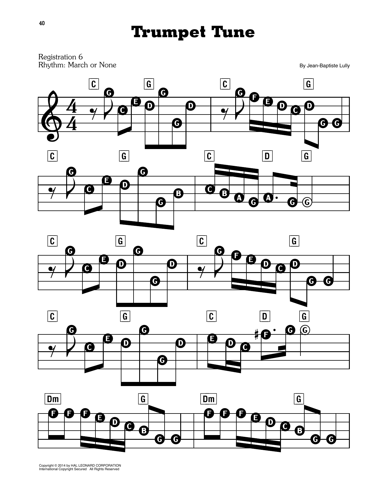 Learn to play Jean-Baptiste Lully Trumpet Tune sheet music for E-Z Play Today in minutes. Jean-Baptiste Lully Trumpet Tune sheet music preview music notes and score for E-Z Play Today including 2 page(s)