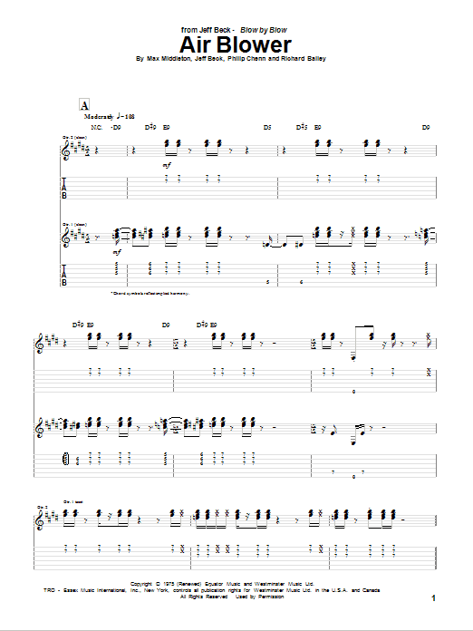 Learn to play Jeff Beck Air Blower sheet music for Guitar Tab in minutes. Jeff Beck Air Blower sheet music preview music notes and score for Guitar Tab including 13 page(s)