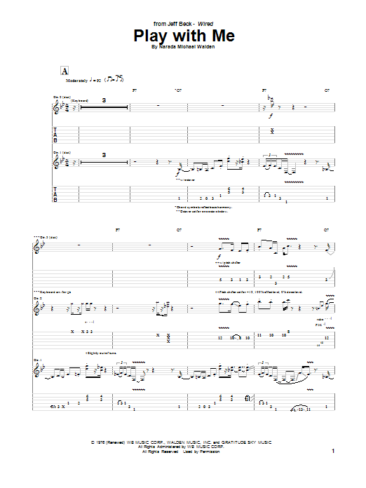 Learn to play Jeff Beck Play With Me sheet music for Guitar Tab in minutes. Jeff Beck Play With Me sheet music preview music notes and score for Guitar Tab including 11 page(s)