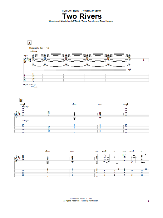 Learn to play Jeff Beck Two Rivers sheet music for Guitar Tab in minutes. Jeff Beck Two Rivers sheet music preview music notes and score for Guitar Tab including 6 page(s)
