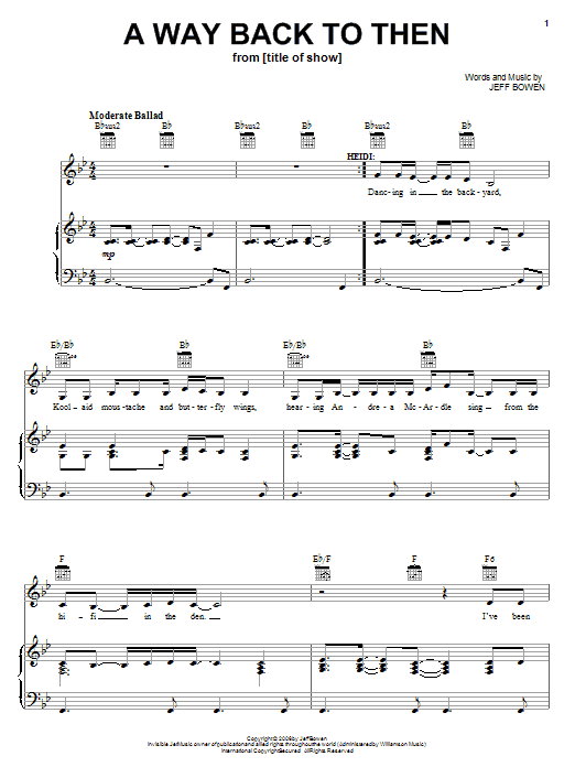 Learn to play Jeff Bowen A Way Back To Then sheet music for Piano, Vocal & Guitar (Right-Hand Melody) in minutes. Jeff Bowen A Way Back To Then sheet music preview music notes and score for Piano, Vocal & Guitar (Right-Hand Melody) including 7 page(s)