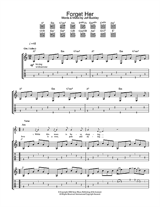 Learn to play Jeff Buckley Forget Her sheet music for Guitar Tab in minutes. Jeff Buckley Forget Her sheet music notes and chords