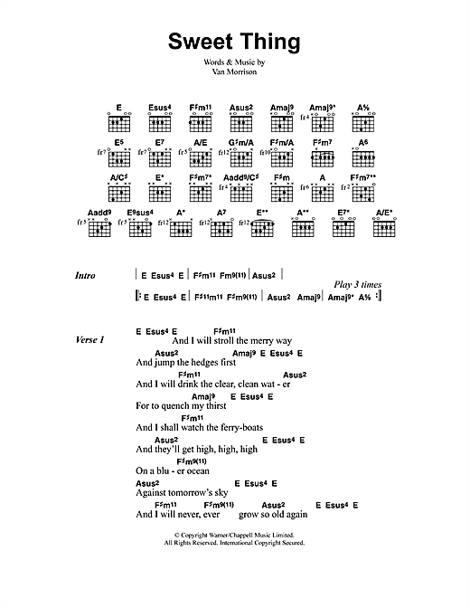 Jeff Buckley Sweet Thing sheet music, chords, lyrics - Printable PDF for Lyrics & Chords