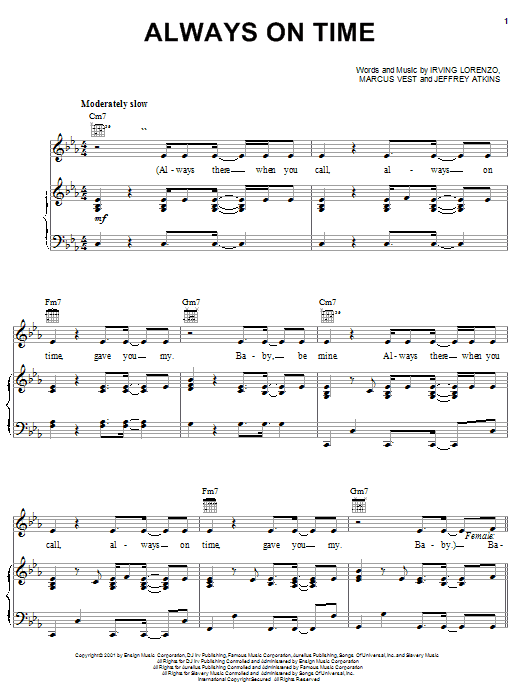 Learn to play Jeffrey Atkins Always On Time sheet music for Piano, Vocal & Guitar (Right-Hand Melody) in minutes. Jeffrey Atkins Always On Time sheet music notes and chords