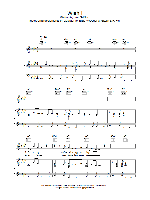 Learn to play Jem Wish I sheet music for Piano, Vocal & Guitar (Right-Hand Melody) in minutes. Jem Wish I sheet music preview music notes and score for Piano, Vocal & Guitar (Right-Hand Melody) including 4 page(s)