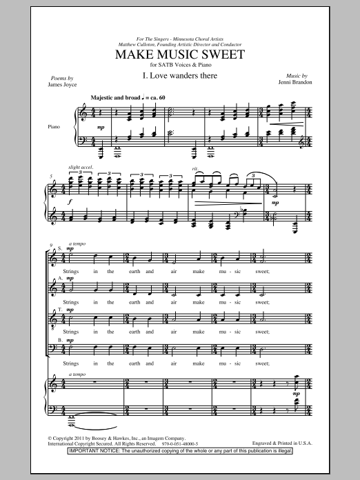 Jenni Brandon Make Sweet Music sheet music, chords, lyrics - Printable PDF for SATB